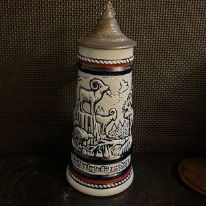 Vintage Avon 1976 Beer Stein with Rocky Mountain Eagle  Moose and Falcon
